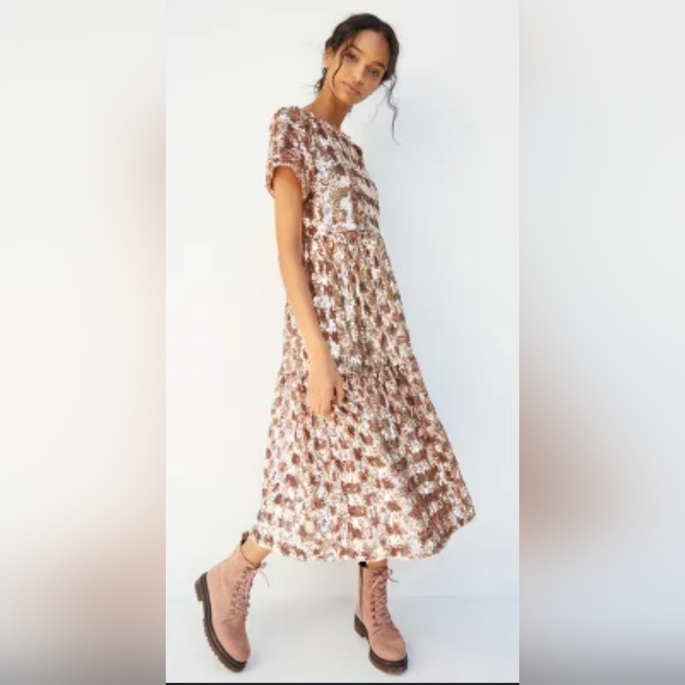 Anthropologie Maeve Bernadette sequin tiered midi dress NWT